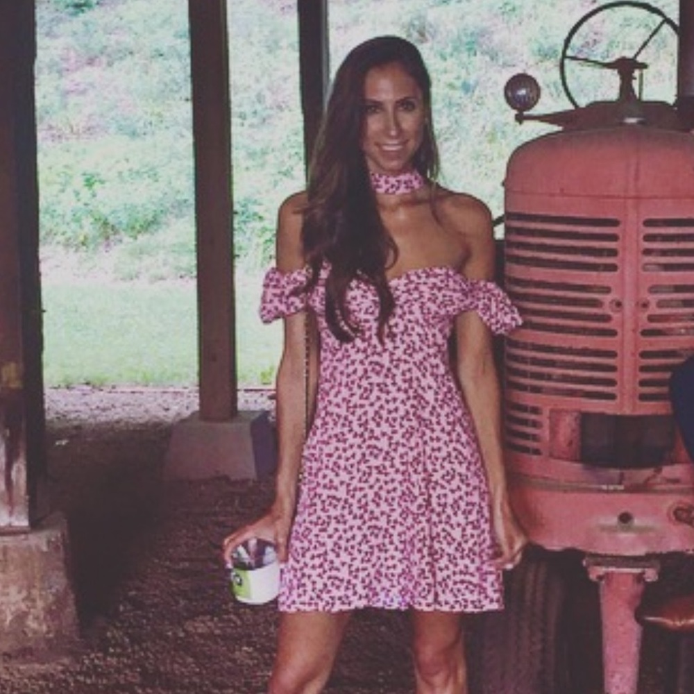 Alexis Pink Floral Off-Shoulder Mini Dress